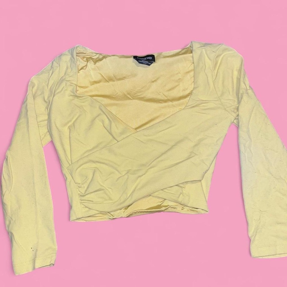 bebe Yellow Long Sleeve Women's Top